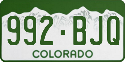 CO license plate 992BJQ