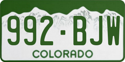 CO license plate 992BJW