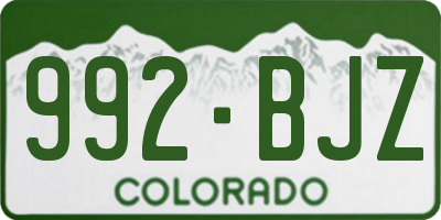 CO license plate 992BJZ