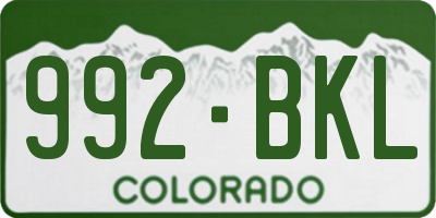 CO license plate 992BKL