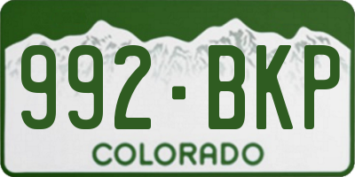 CO license plate 992BKP