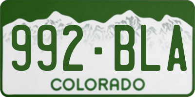 CO license plate 992BLA