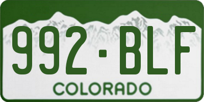 CO license plate 992BLF