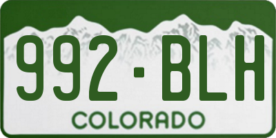 CO license plate 992BLH