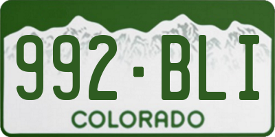 CO license plate 992BLI