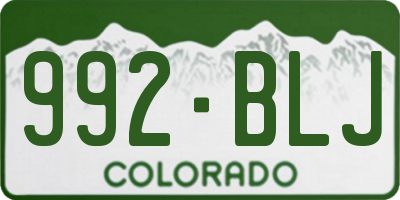 CO license plate 992BLJ