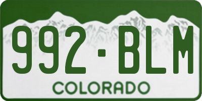 CO license plate 992BLM