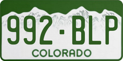 CO license plate 992BLP