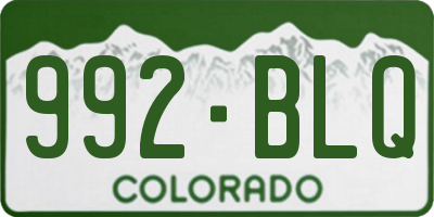 CO license plate 992BLQ
