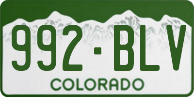 CO license plate 992BLV