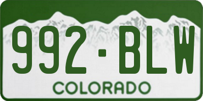 CO license plate 992BLW