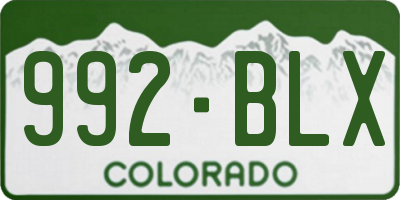 CO license plate 992BLX