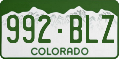 CO license plate 992BLZ