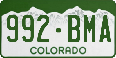 CO license plate 992BMA