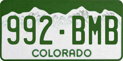 CO license plate 992BMB