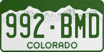 CO license plate 992BMD
