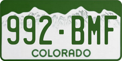 CO license plate 992BMF