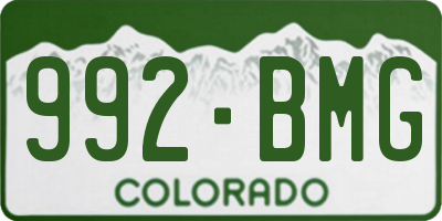 CO license plate 992BMG