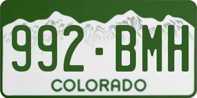 CO license plate 992BMH