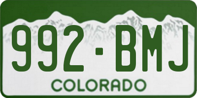 CO license plate 992BMJ