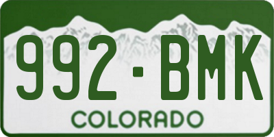 CO license plate 992BMK