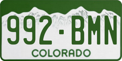 CO license plate 992BMN