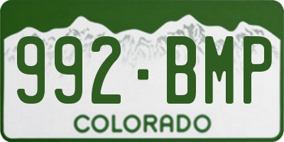 CO license plate 992BMP