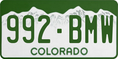 CO license plate 992BMW