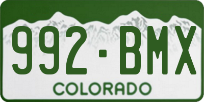 CO license plate 992BMX