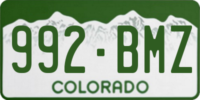 CO license plate 992BMZ