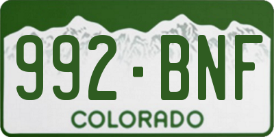 CO license plate 992BNF