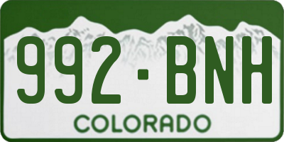 CO license plate 992BNH