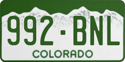 CO license plate 992BNL