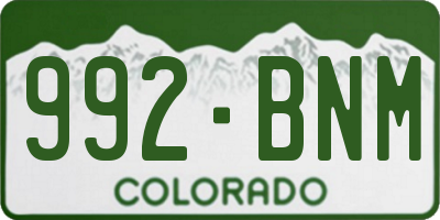 CO license plate 992BNM