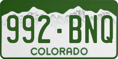 CO license plate 992BNQ