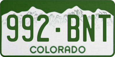 CO license plate 992BNT