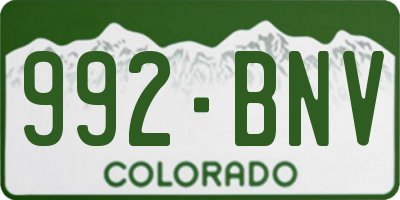 CO license plate 992BNV