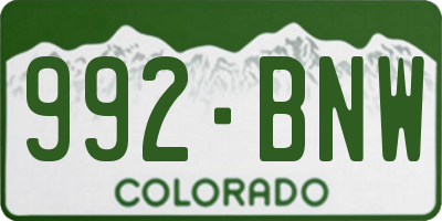 CO license plate 992BNW