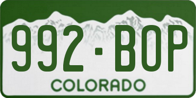 CO license plate 992BOP