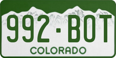 CO license plate 992BOT