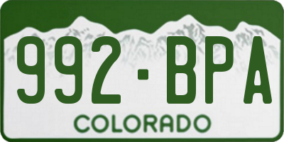 CO license plate 992BPA