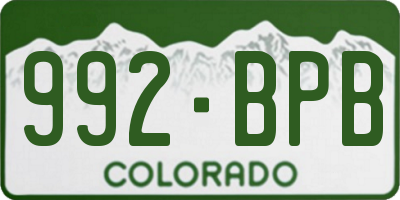 CO license plate 992BPB