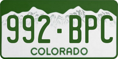 CO license plate 992BPC
