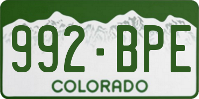CO license plate 992BPE
