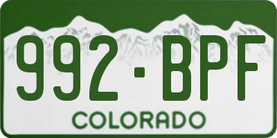 CO license plate 992BPF