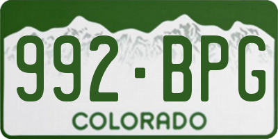 CO license plate 992BPG