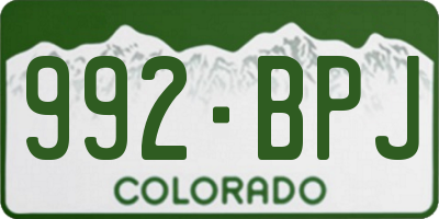 CO license plate 992BPJ