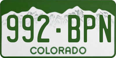 CO license plate 992BPN