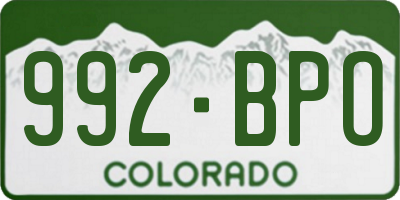 CO license plate 992BPO