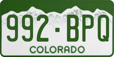 CO license plate 992BPQ